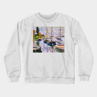 Sailboats on the Seine at Petit - Gennevilliers by Claude Monet Crewneck Sweatshirt